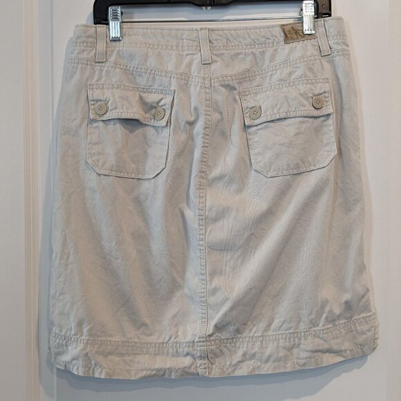 Hydraulic Skirt 9/10 Cream Waist Tie Drawstring Cotton Side-Vents Pockets Y2K - Picture 8 of 16